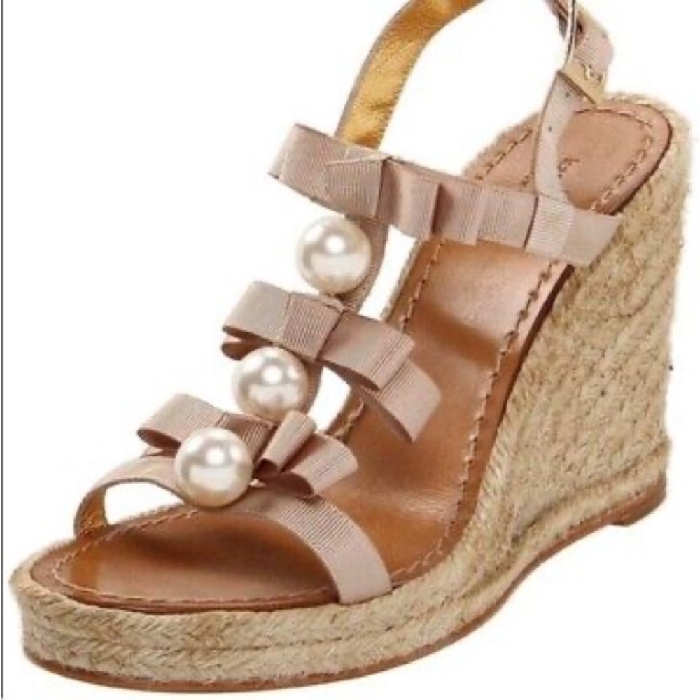 Kate Spade pearl and ribbon wedges